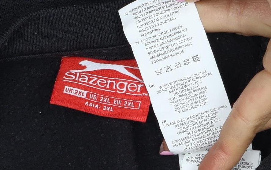 Slazenger Men’s Black 3XL Crew Neck Logo Pullover Sweatshirt