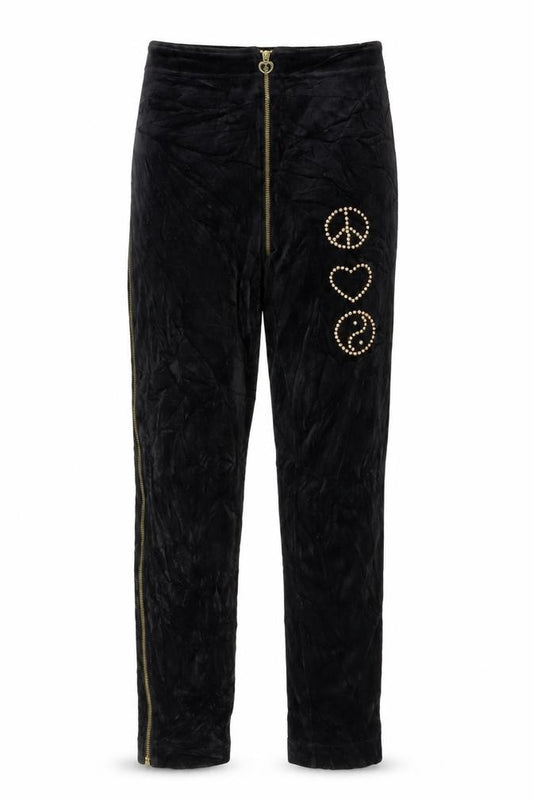 Moschino Jeans Women Black Velour UK 14 Skinny High Rise Trousers