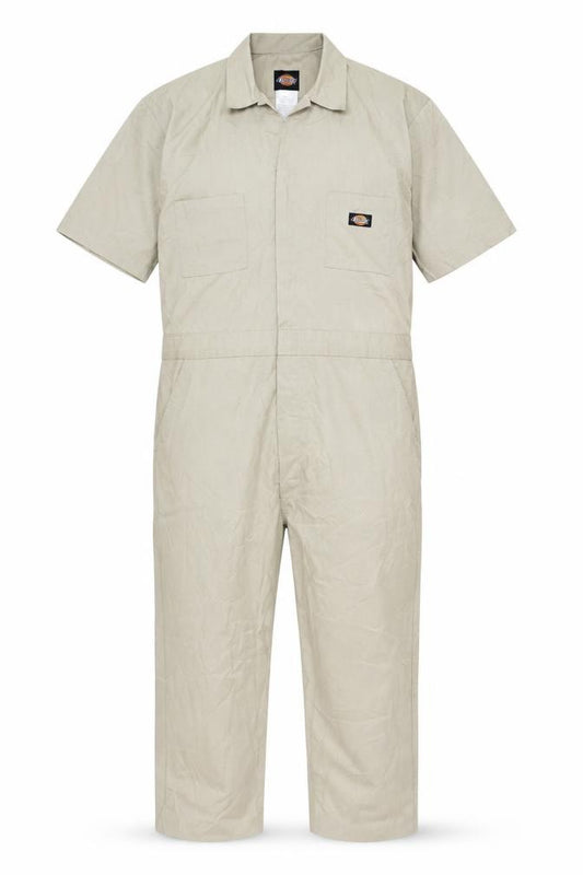 Dickies Men’s Beige L Workwear Coverall Dungarees Logo Zip