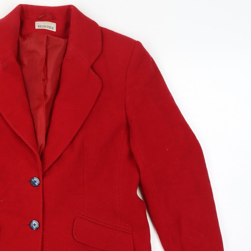 Selective Size 14 Women's Red Wool Cashmere Blend Tailored Blazer 2 Button