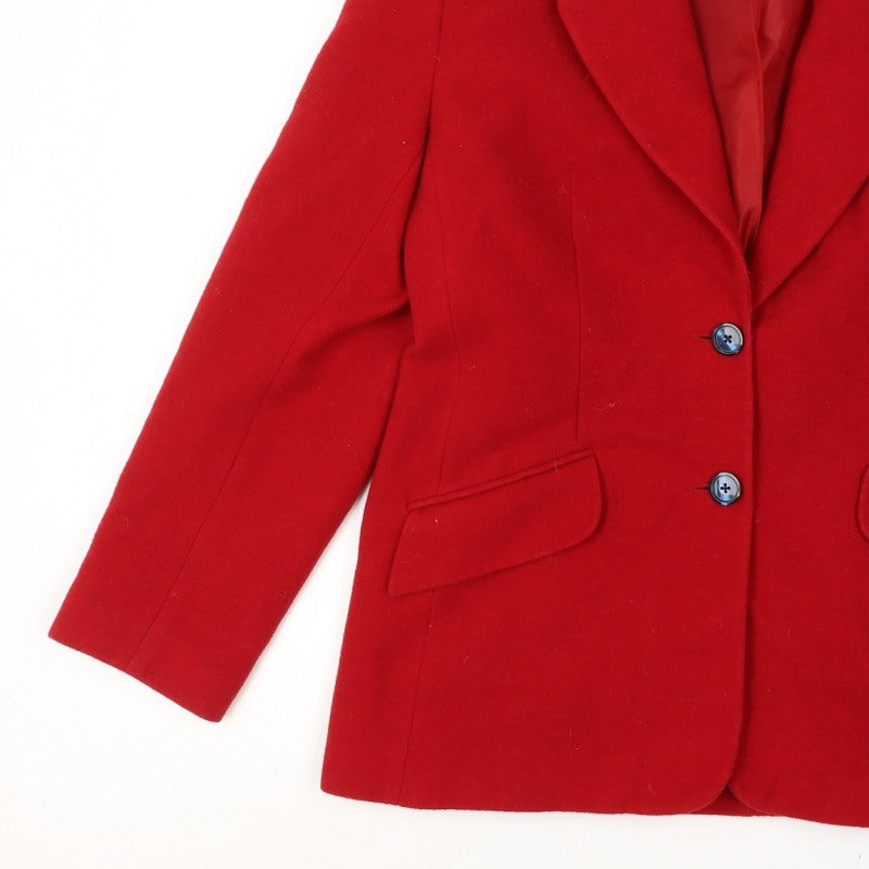 Selective Size 14 Women's Red Wool Cashmere Blend Tailored Blazer 2 Button