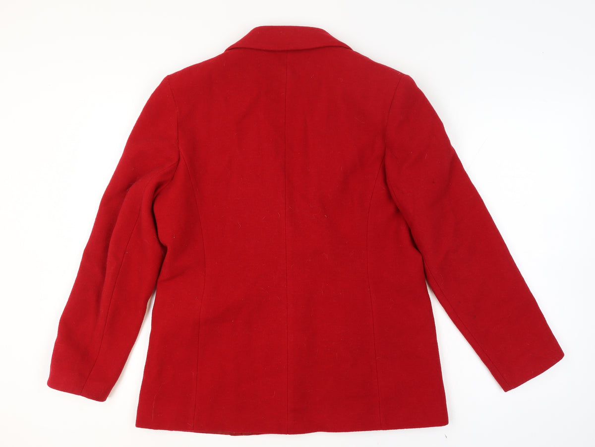 Selective Size 14 Women's Red Wool Cashmere Blend Tailored Blazer 2 Button