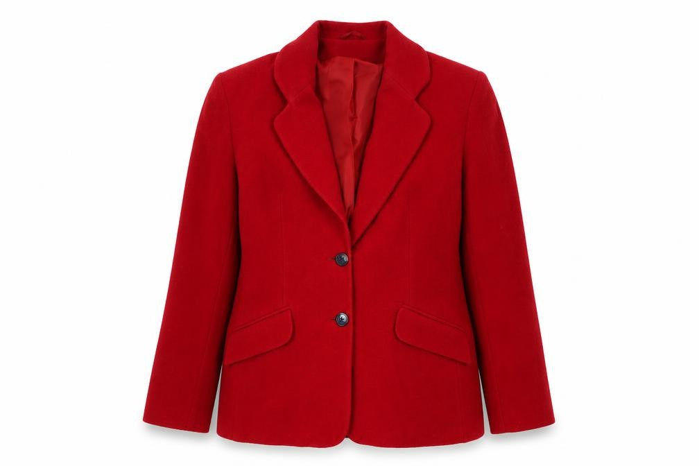 Selective Size 14 Women's Red Wool Cashmere Blend Tailored Blazer 2 Button