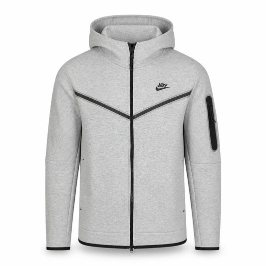 Nike Men’s Grey M Full Zip Hooded Tech Fleece Hoodie Sports Logo