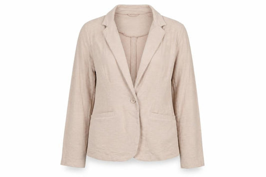 New Look Women’s Beige UK 14 One-Button Shawl Lapel Blazer