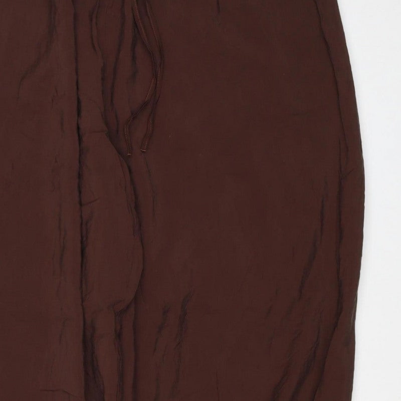 Marks & Spencer Women Brown Size 14 Harem Trousers Drawstring Viscose