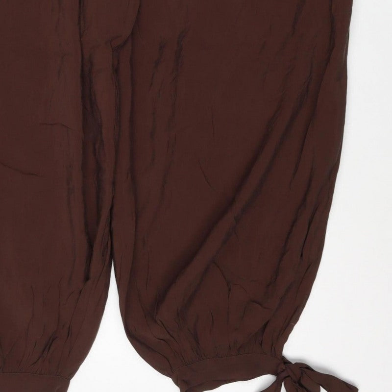 Marks & Spencer Women Brown Size 14 Harem Trousers Drawstring Viscose