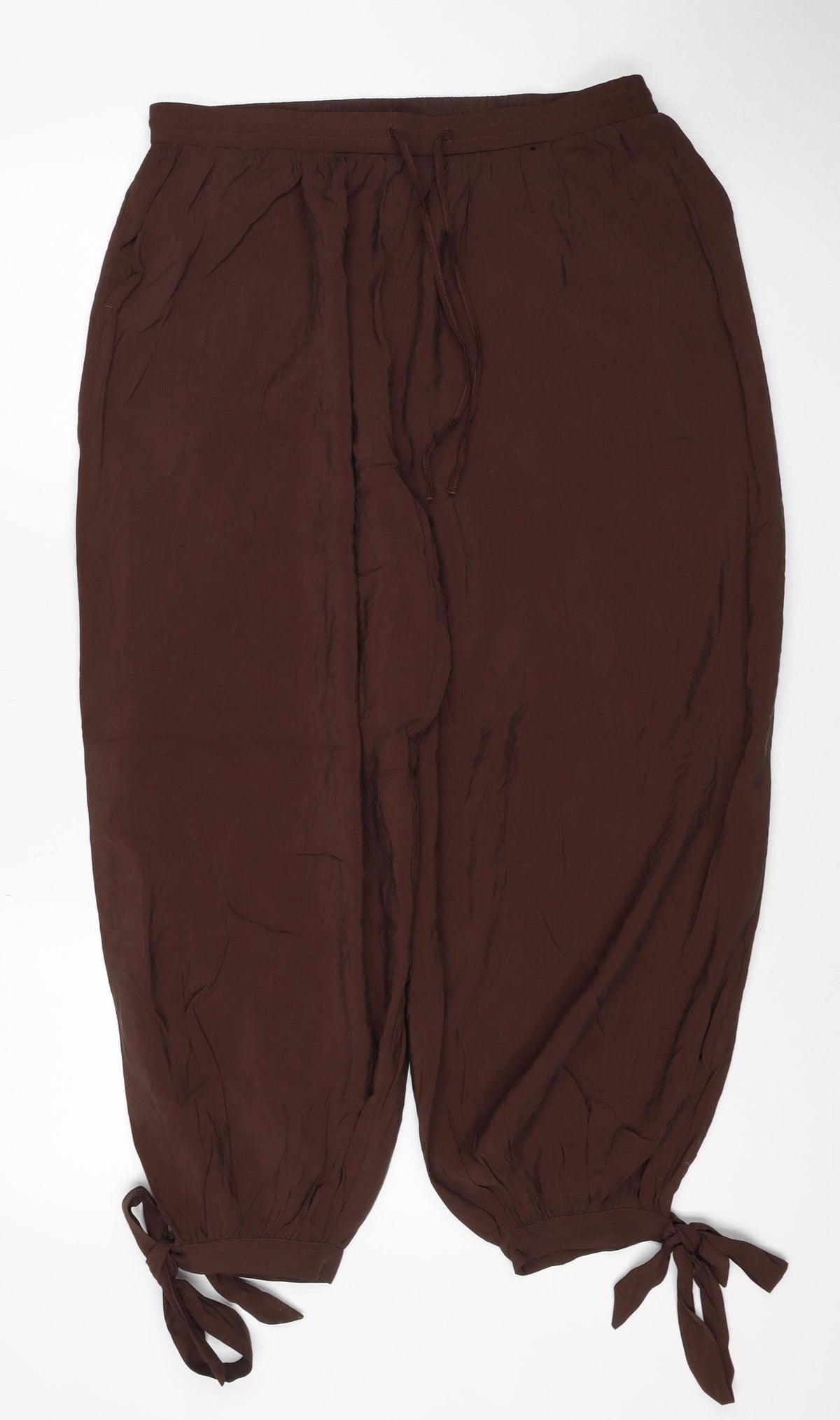 Marks & Spencer Women Brown Size 14 Harem Trousers Drawstring Viscose