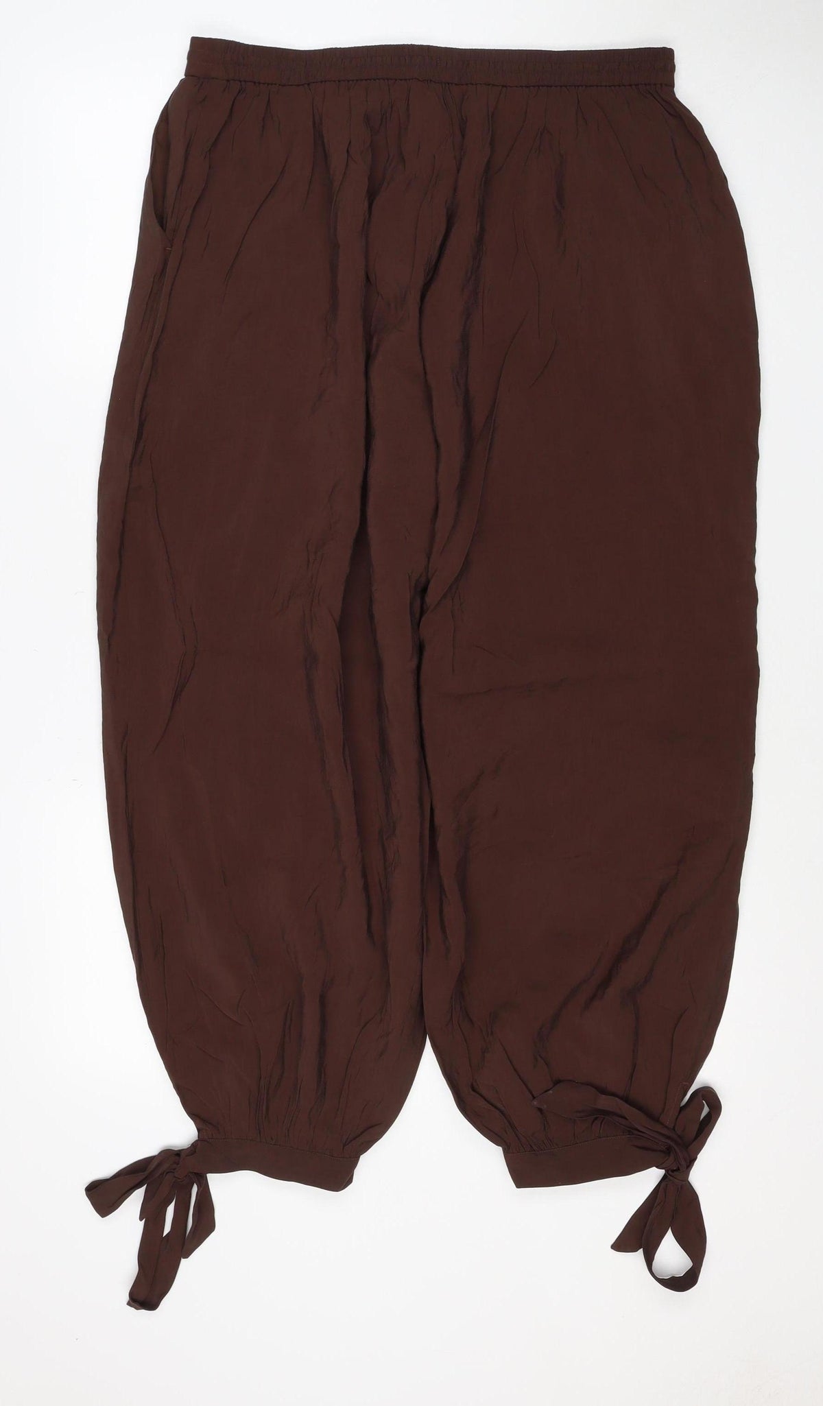 Marks & Spencer Women Brown Size 14 Harem Trousers Drawstring Viscose