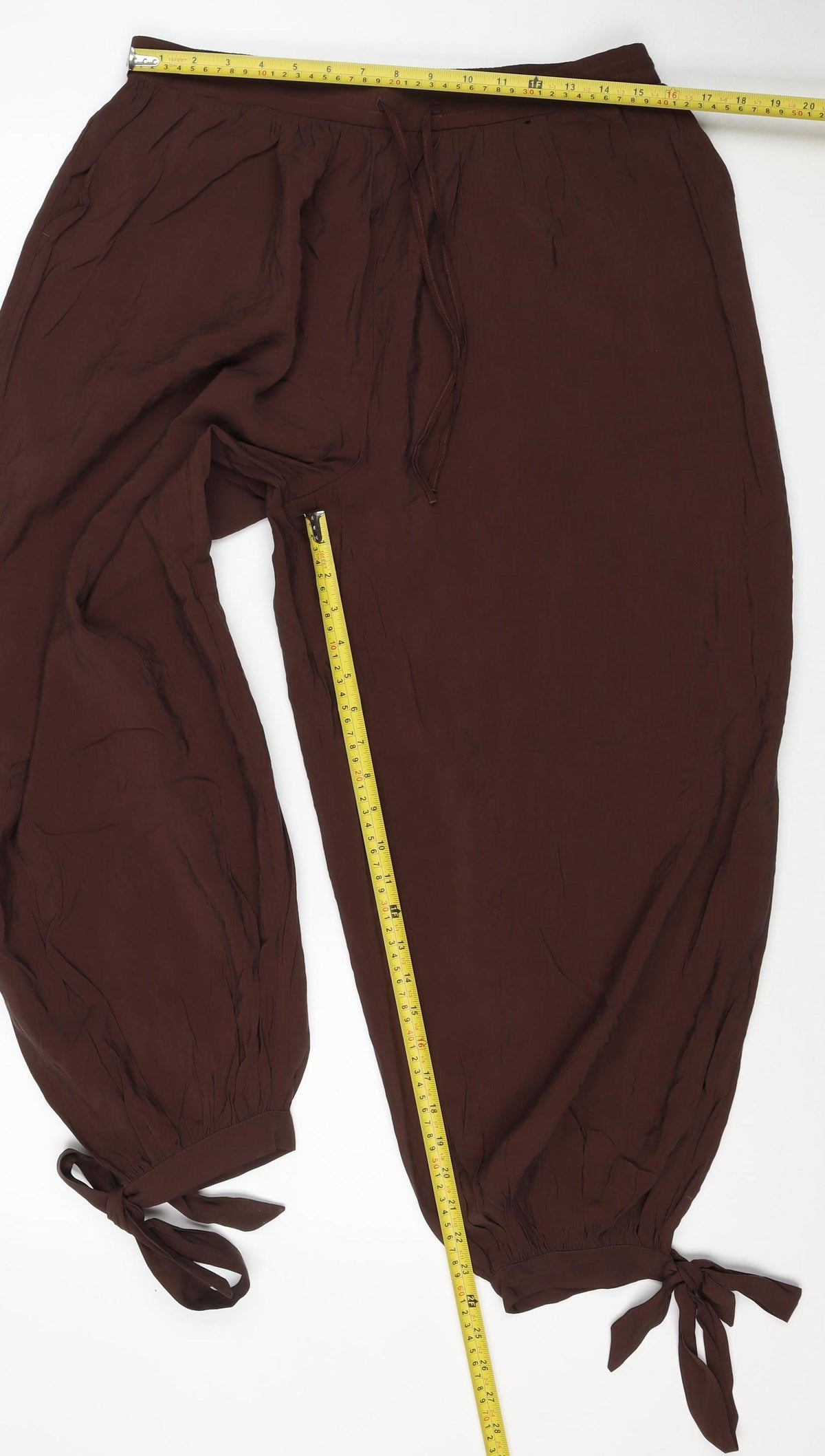 Marks & Spencer Women Brown Size 14 Harem Trousers Drawstring Viscose