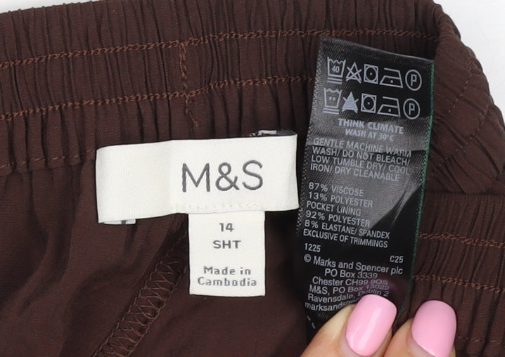Marks & Spencer Women Brown Size 14 Harem Trousers Drawstring Viscose