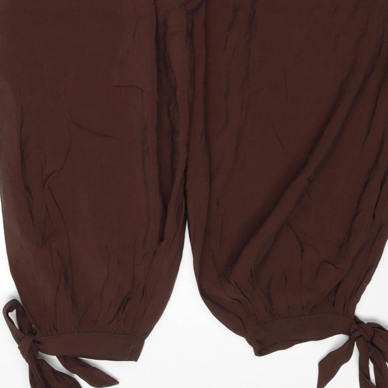 Marks & Spencer Women Brown Size 14 Harem Trousers Drawstring Viscose