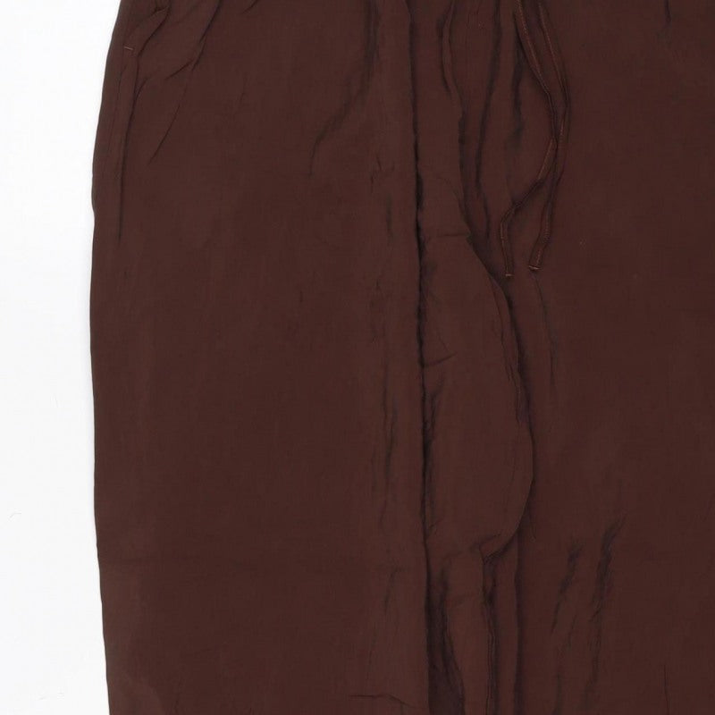 Marks & Spencer Women Brown Size 14 Harem Trousers Drawstring Viscose