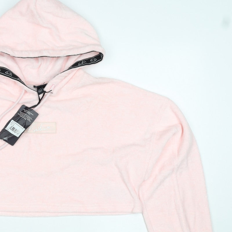 Ellesse Women Pink S Cropped Pullover Hoodie Logo Towelling New