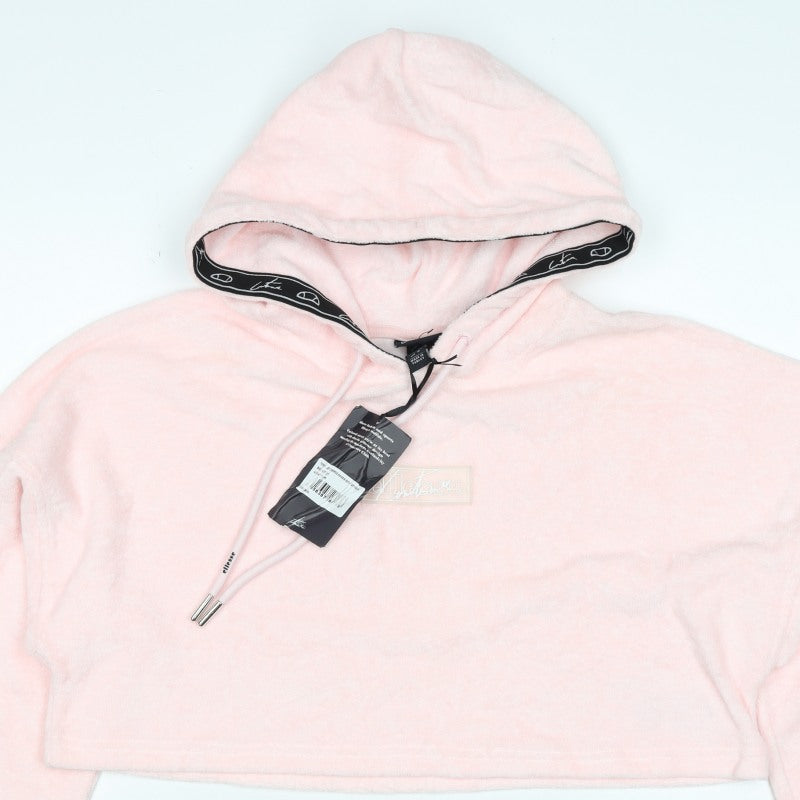 Ellesse Women Pink S Cropped Pullover Hoodie Logo Towelling New