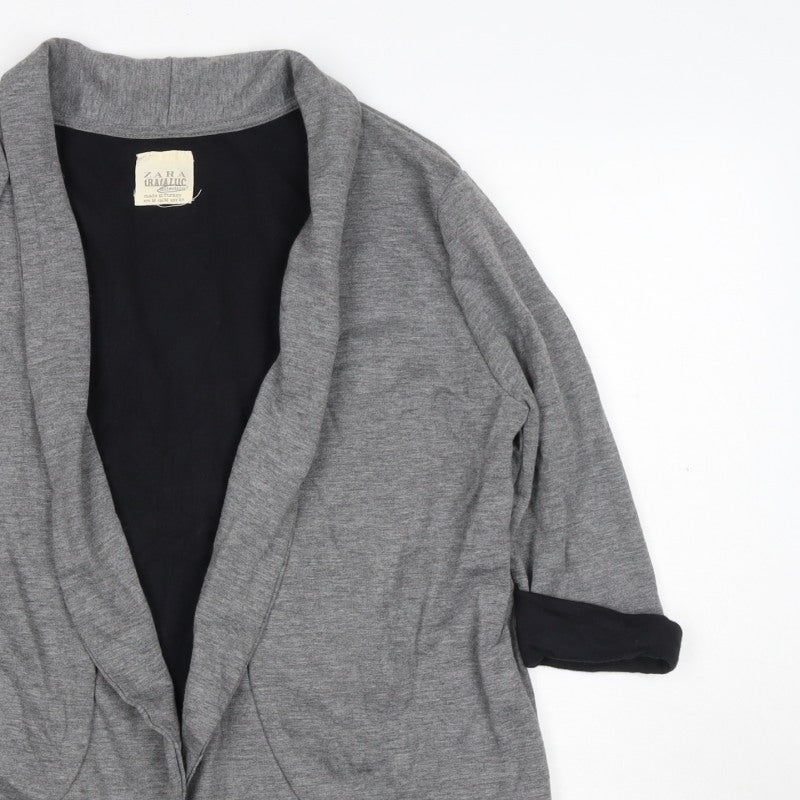 Zara Women Grey M Knit Open Front Shawl Collar Blazer Jacket