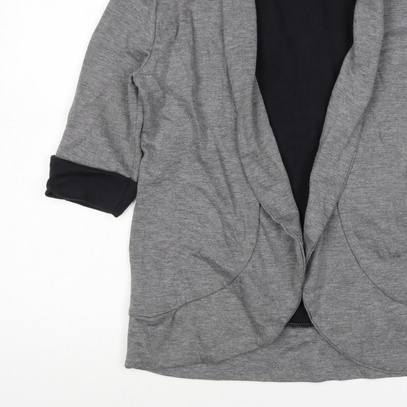 Zara Women Grey M Knit Open Front Shawl Collar Blazer Jacket