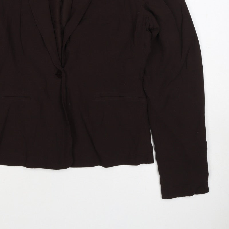 Jigsaw Women’s Brown L 100% Silk Single-Breasted Tailored Blazer Jacket