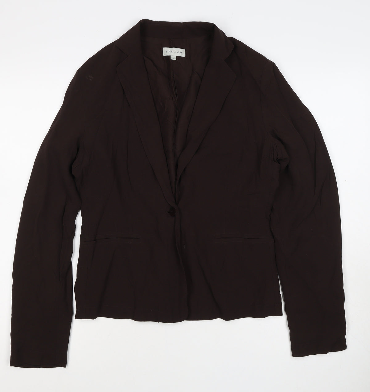 Jigsaw Women’s Brown L 100% Silk Single-Breasted Tailored Blazer Jacket