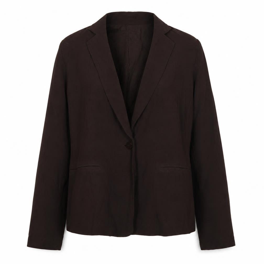 Jigsaw Women’s Brown L 100% Silk Single-Breasted Tailored Blazer Jacket