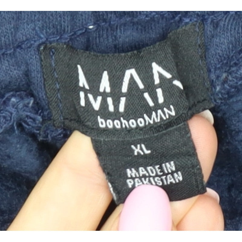 boohooMAN Men’s Blue XL Fleece Lined Drawstring Sweatpants