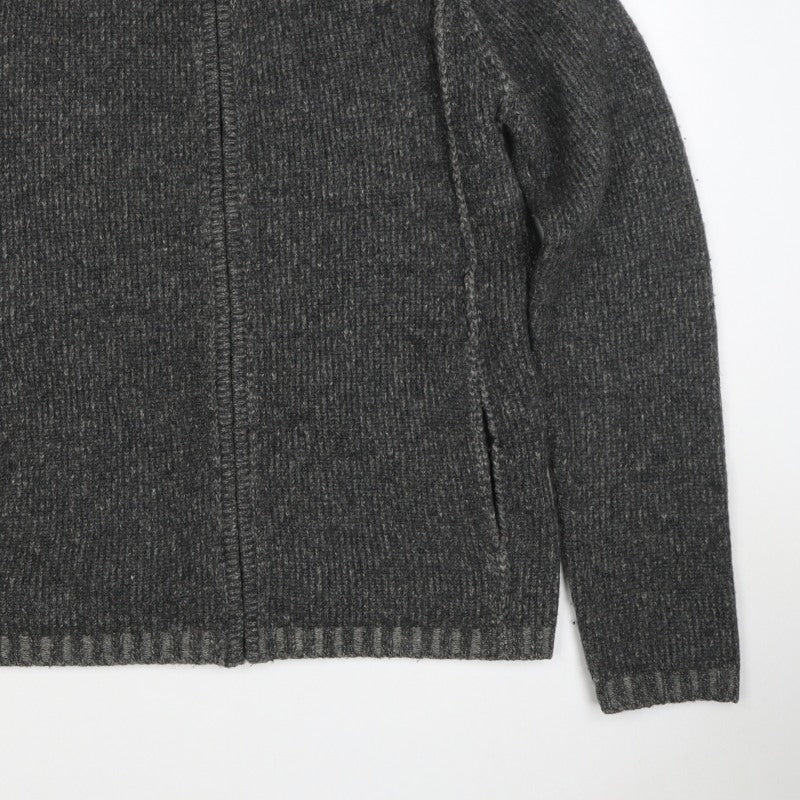 DKNY Jeans Men’s Grey L Full Zip Lambswool Knit Jumper High Neck