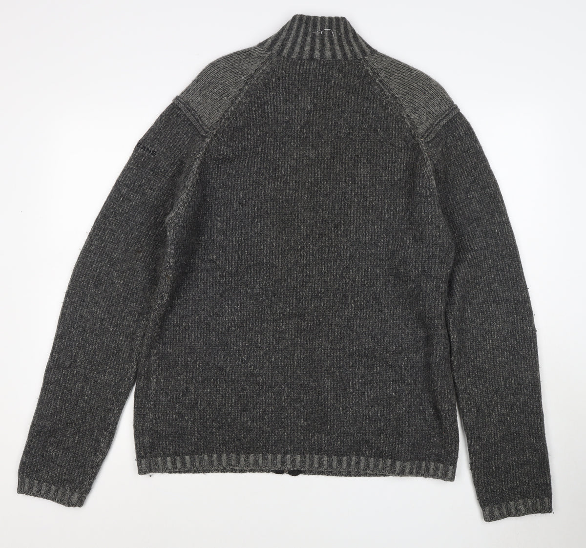 DKNY Jeans Men’s Grey L Full Zip Lambswool Knit Jumper High Neck