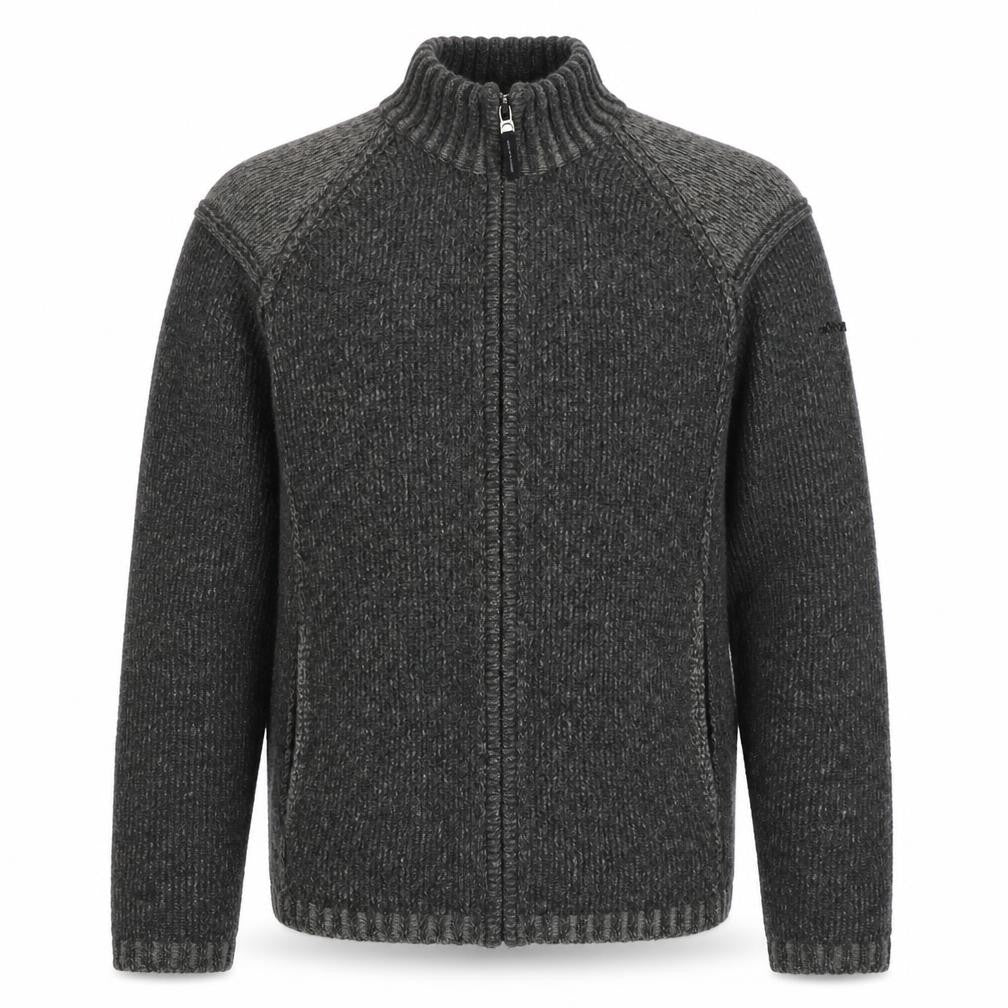 DKNY Jeans Men’s Grey L Full Zip Lambswool Knit Jumper High Neck