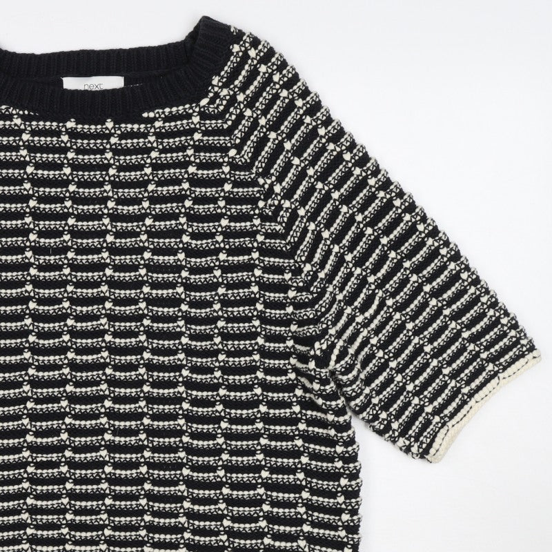 Next Women’s Black Ivory Striped Knit Pullover Jumper Size M