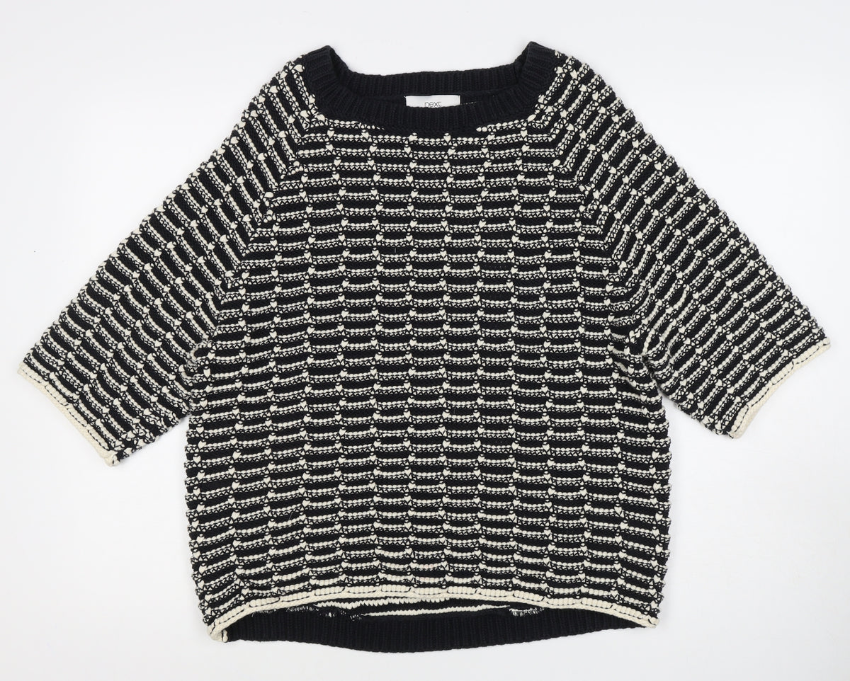 Next Women’s Black Ivory Striped Knit Pullover Jumper Size M