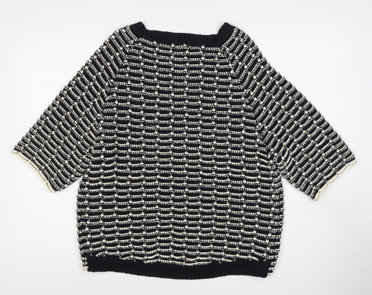 Next Women’s Black Ivory Striped Knit Pullover Jumper Size M