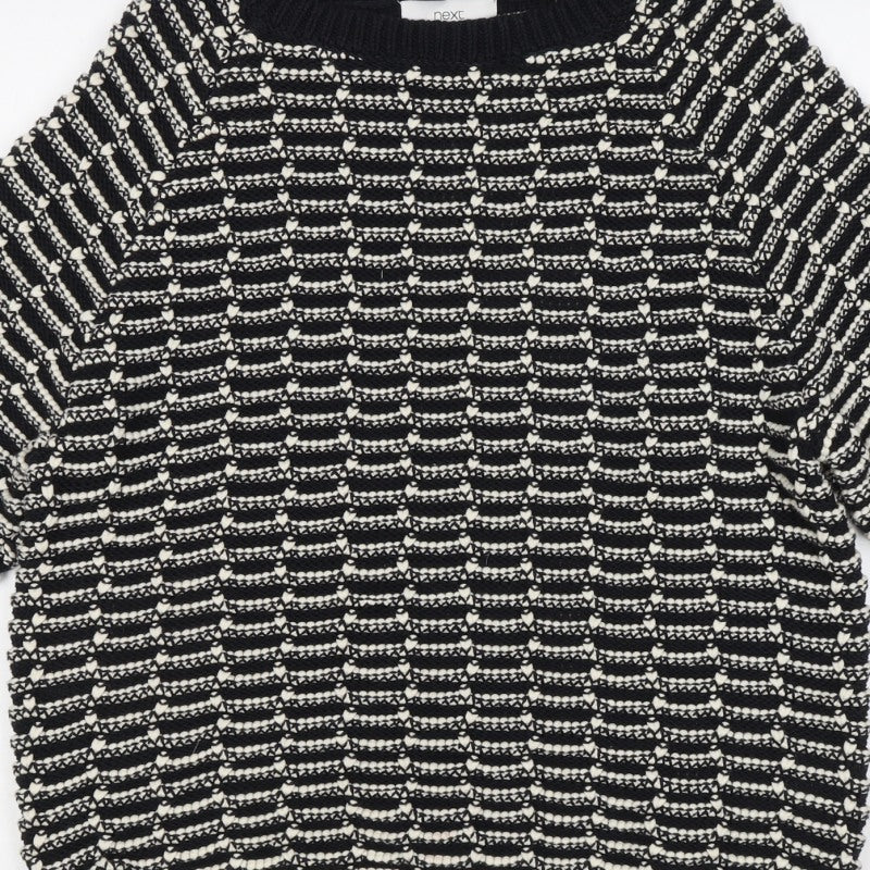 Next Women’s Black Ivory Striped Knit Pullover Jumper Size M