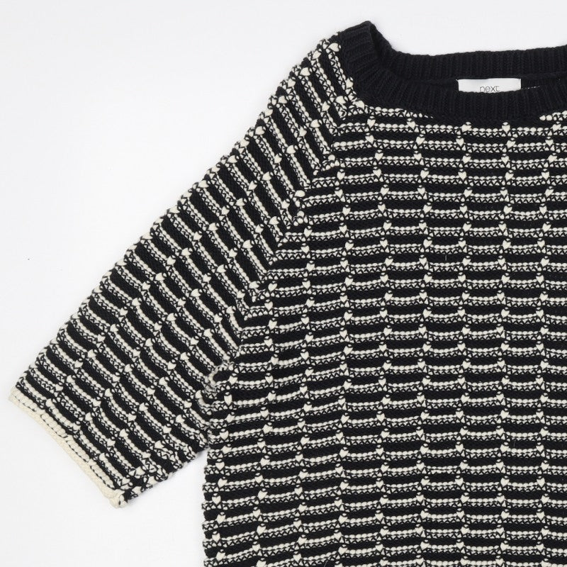 Next Women’s Black Ivory Striped Knit Pullover Jumper Size M