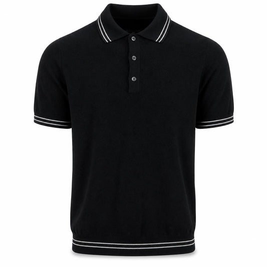 American Eagle Men’s Black S Cotton Polo Shirt Contrast Trim