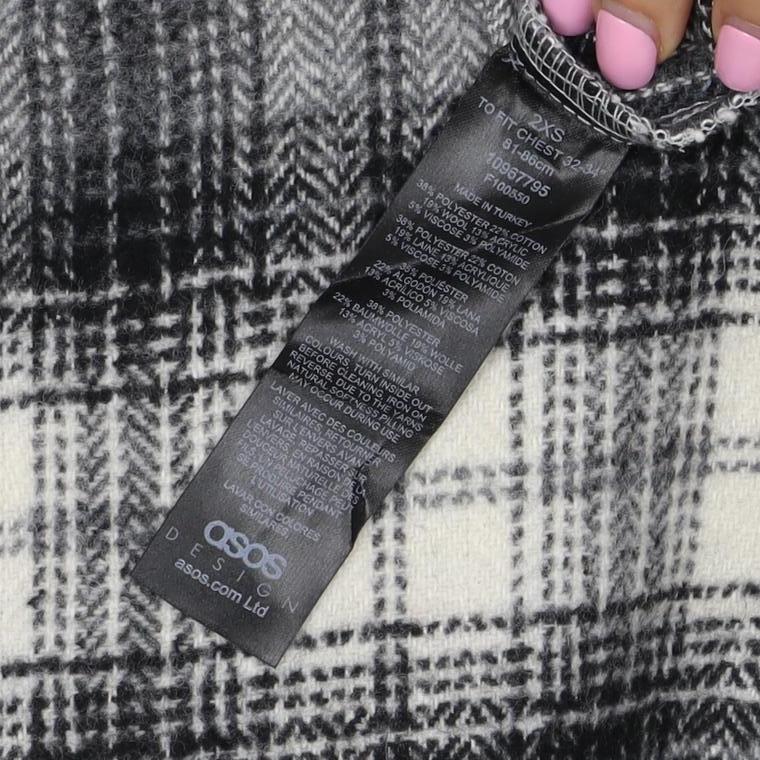 ASOS Design Men Grey Plaid Flannel Overshirt Button-Up Size M