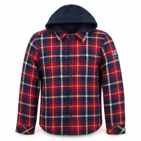 FatFace Boys Multicoloured 12-13 Years Hooded Padded Check Shirt Jacket