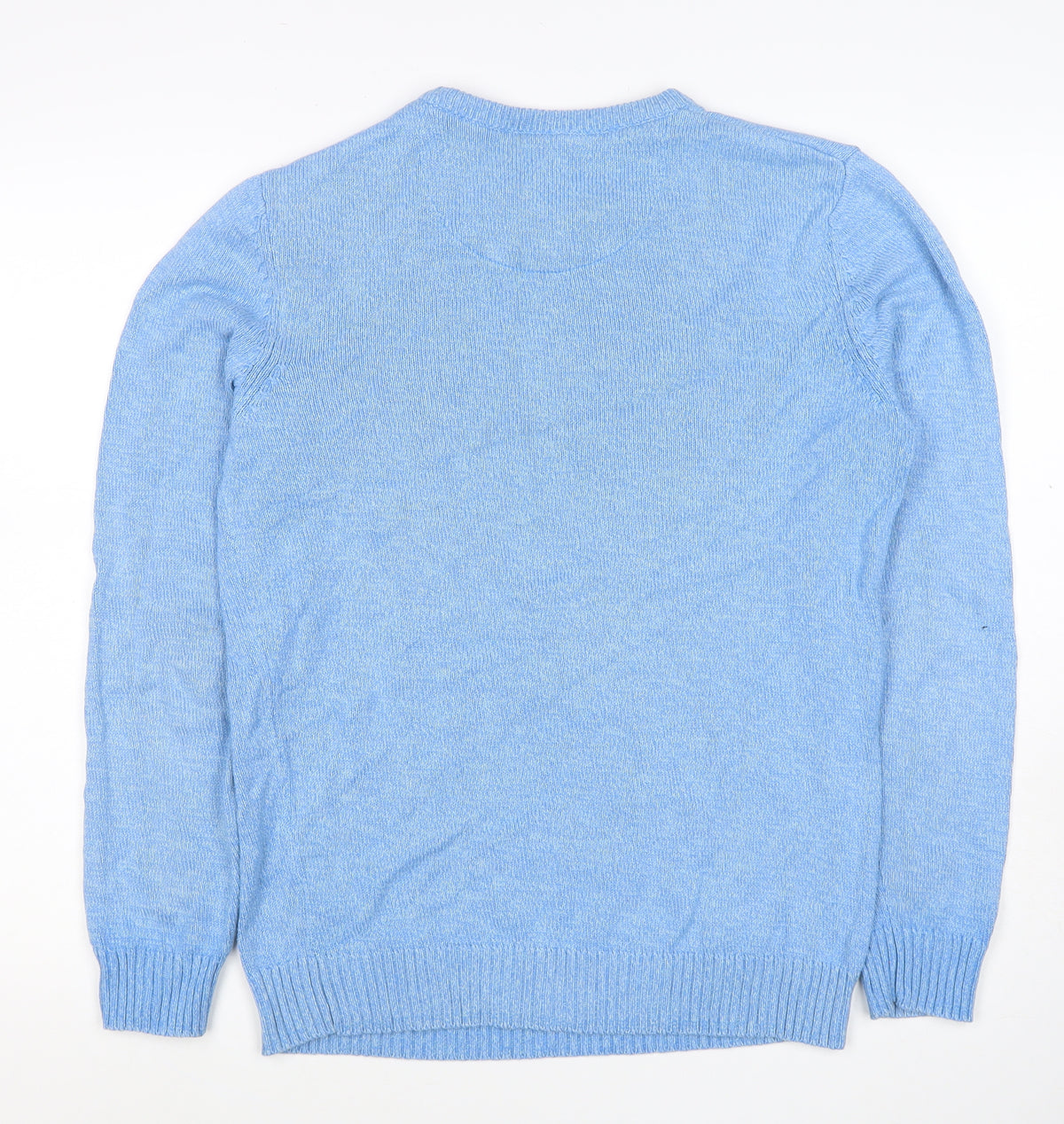 Atlantic Bay Men’s Blue Cotton Crew Neck Pullover Jumper Size S