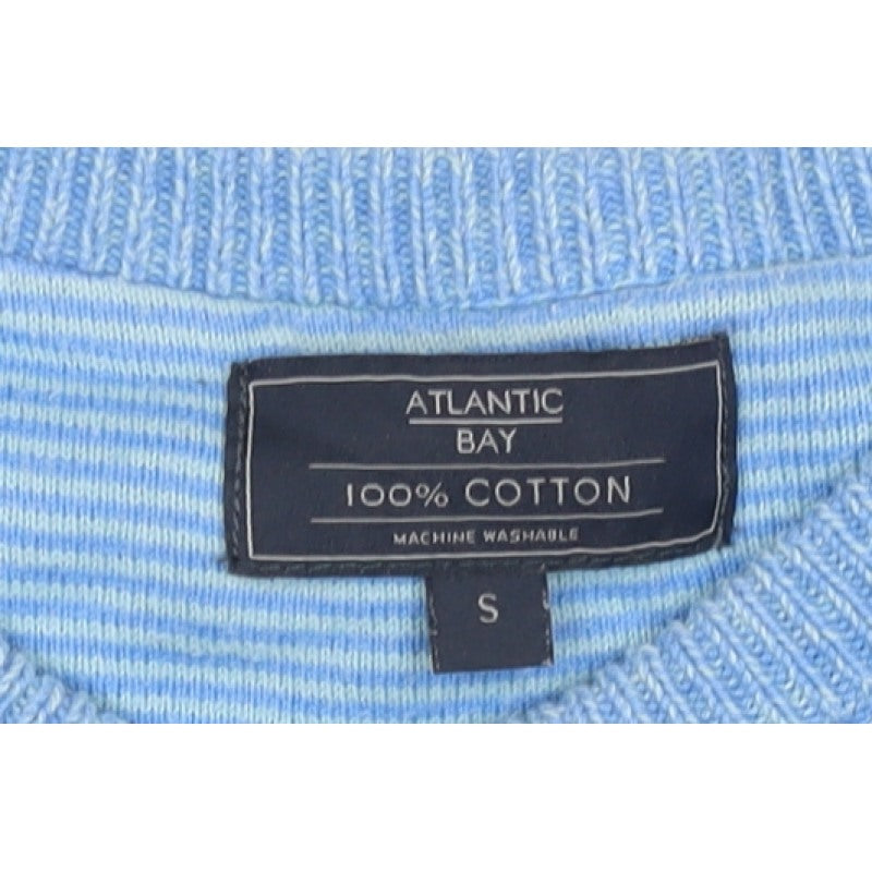Atlantic Bay Men’s Blue Cotton Crew Neck Pullover Jumper Size S