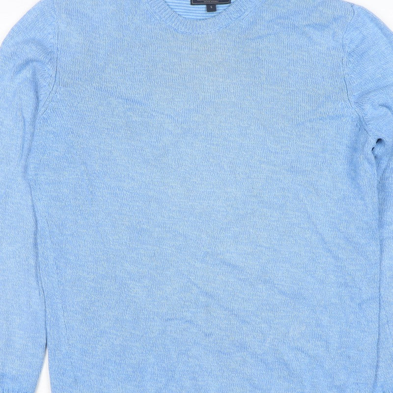 Atlantic Bay Men’s Blue Cotton Crew Neck Pullover Jumper Size S
