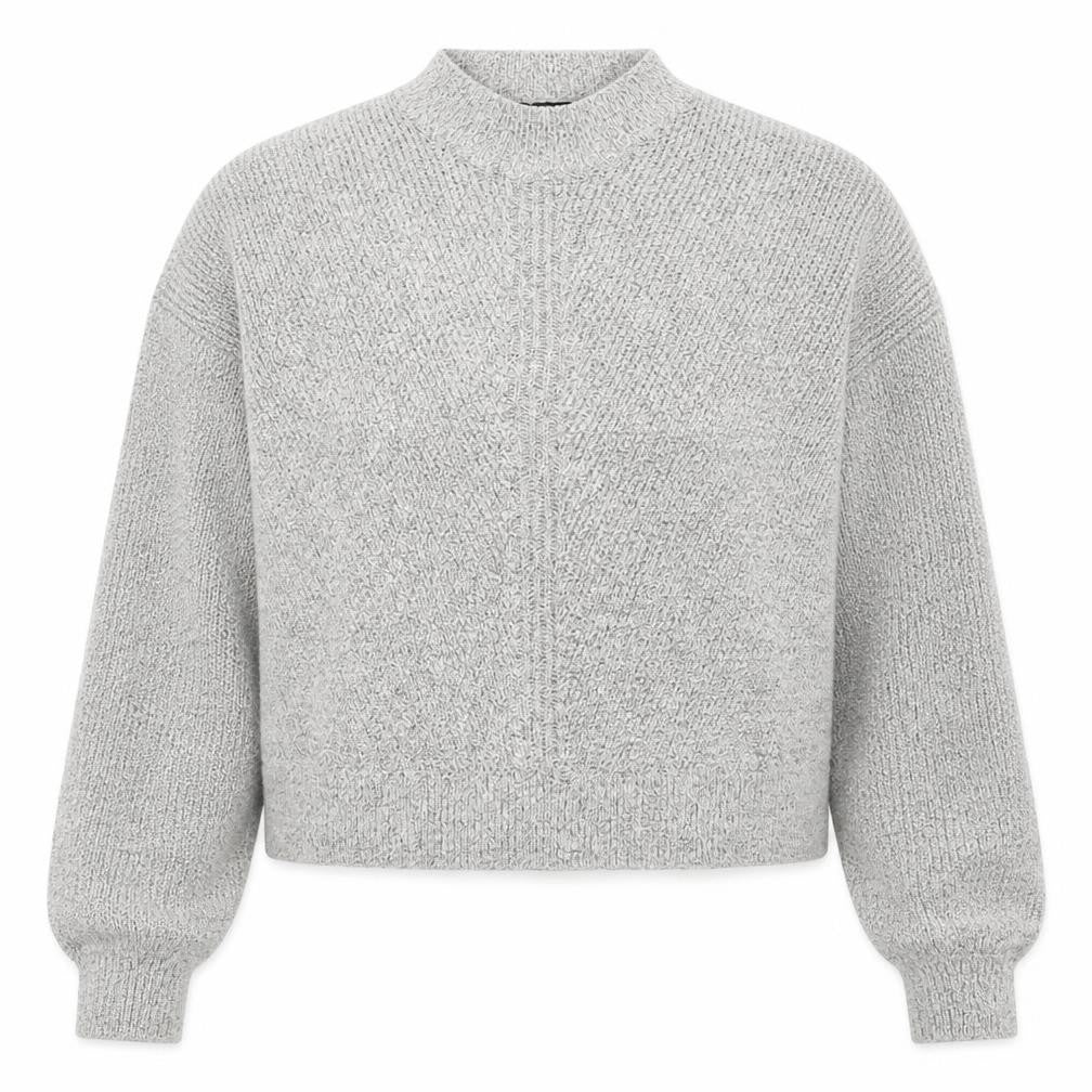 Topshop Women Grey UK 12 Mock Neck Textured Knit Pullover Jumper