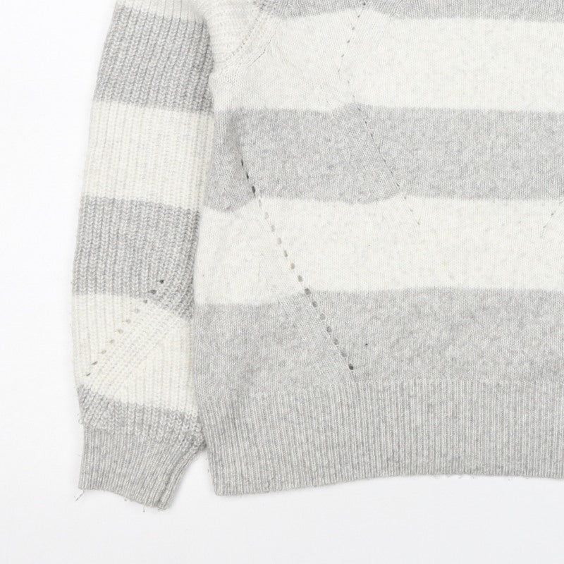 Marks & Spencer Women’s Grey White Stripe Chunky Knit Jumper M