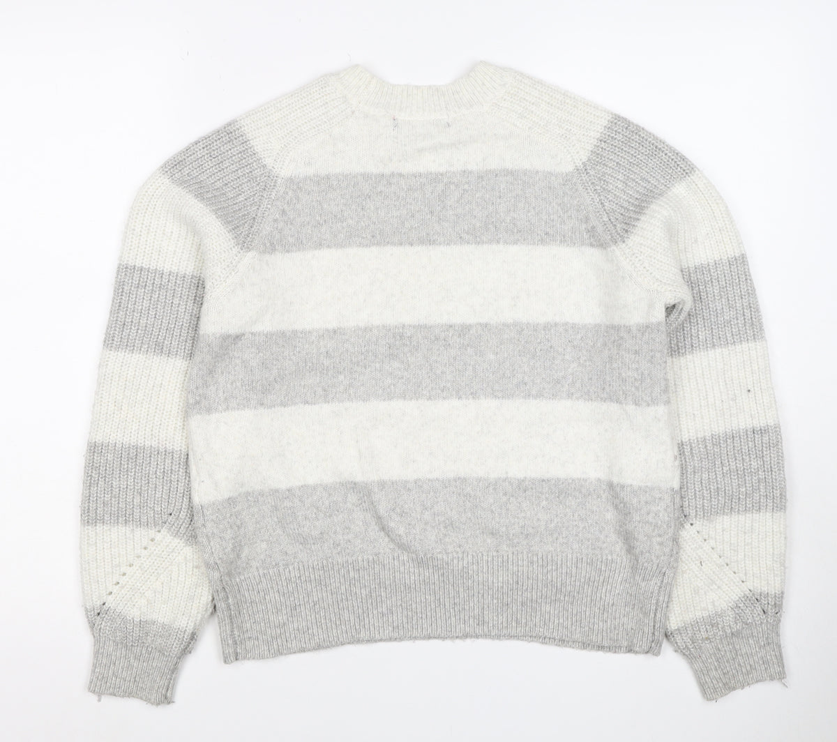 Marks & Spencer Women’s Grey White Stripe Chunky Knit Jumper M