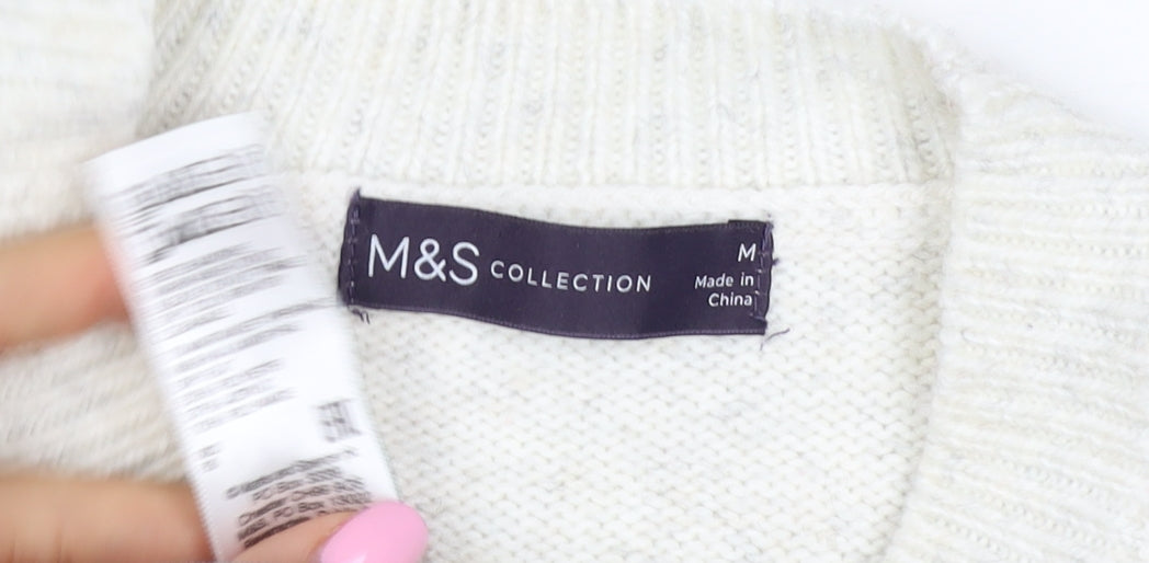 Marks & Spencer Women’s Grey White Stripe Chunky Knit Jumper M