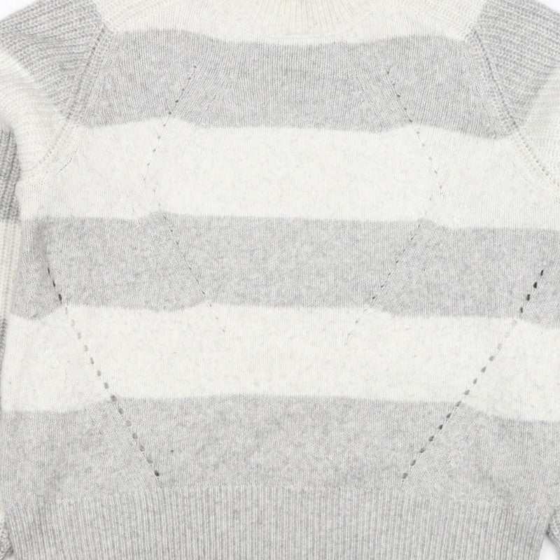 Marks & Spencer Women’s Grey White Stripe Chunky Knit Jumper M
