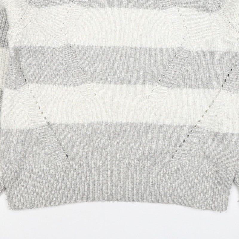 Marks & Spencer Women’s Grey White Stripe Chunky Knit Jumper M