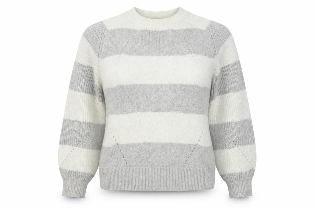 Marks & Spencer Women’s Grey White Stripe Chunky Knit Jumper M