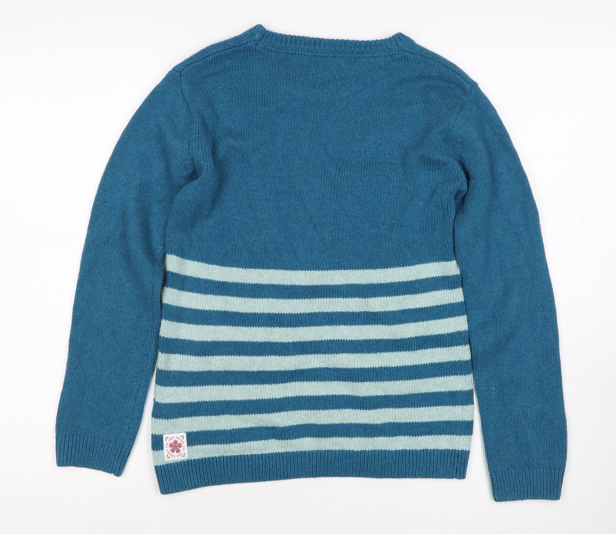 FatFace Boys Blue Fox Striped Knit Jumper 11-12 Years