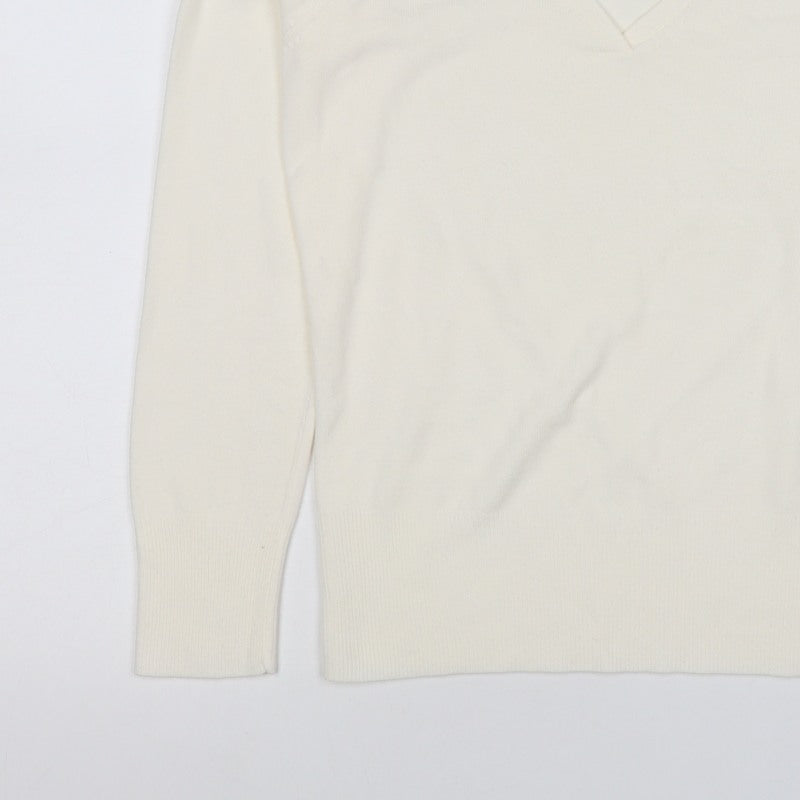Next Women’s Ivory V-Neck Long Sleeve Knit Pullover Jumper UK 10