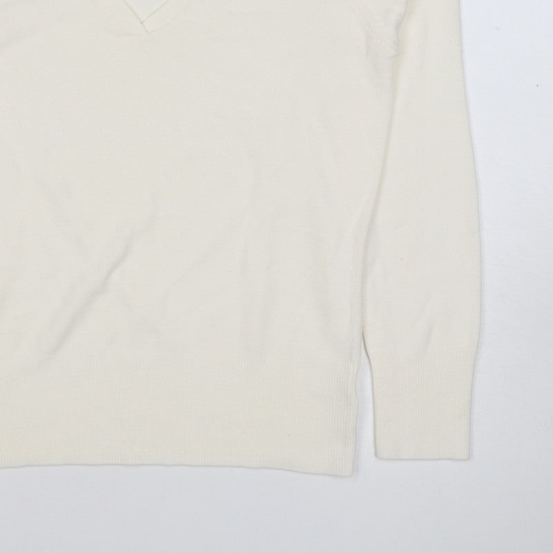 Next Women’s Ivory V-Neck Long Sleeve Knit Pullover Jumper UK 10