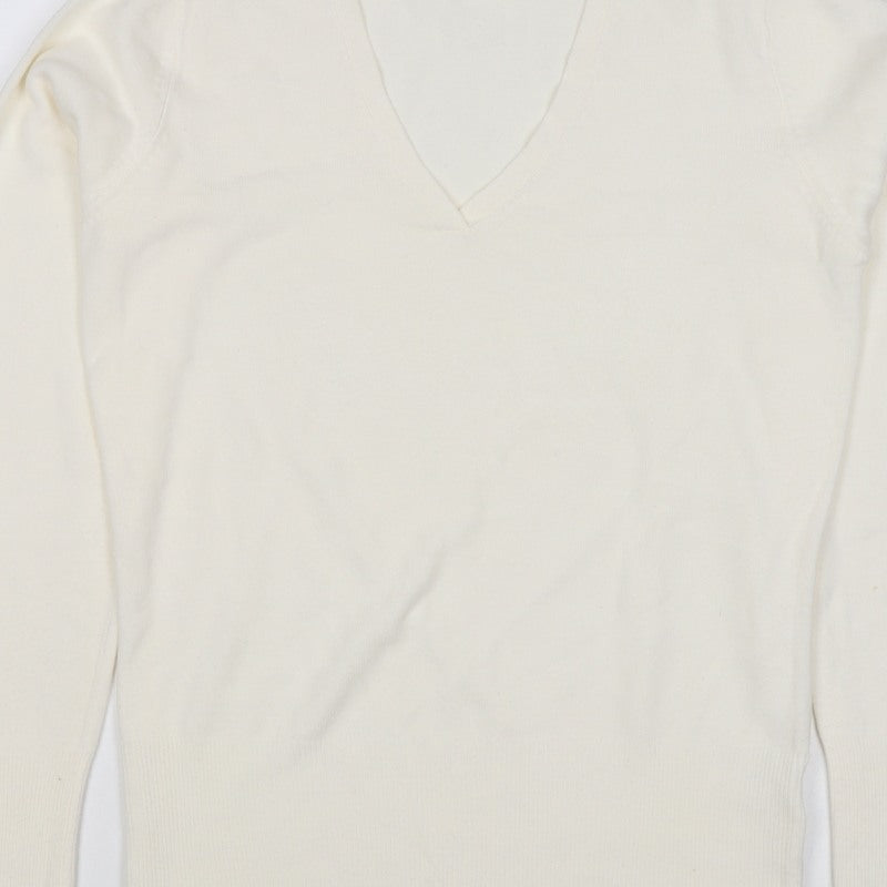 Next Women’s Ivory V-Neck Long Sleeve Knit Pullover Jumper UK 10